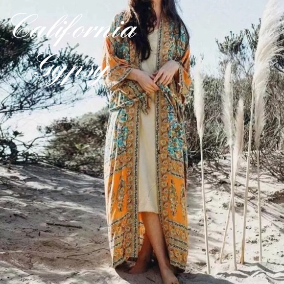 Bohemian Floral Kimono Duster Coverup - Picture 5 of 12